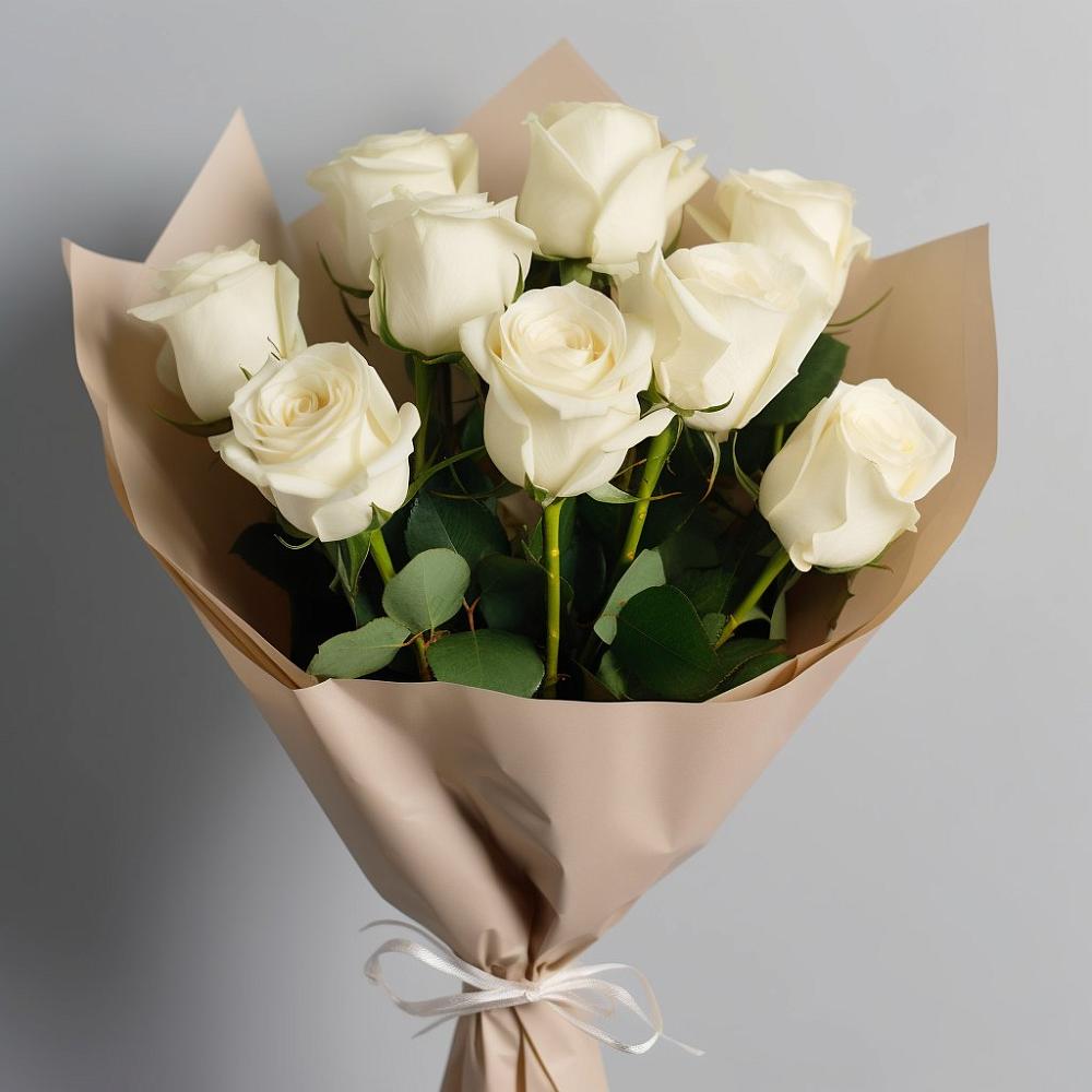 Букет 9 Белых роз Эдлесс Лав в Гатчину