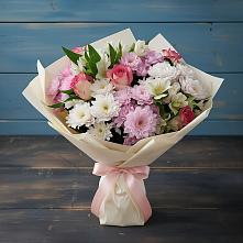 Букет цветов из:  Хризантемы, Альстромерии и Розы в Гатчину